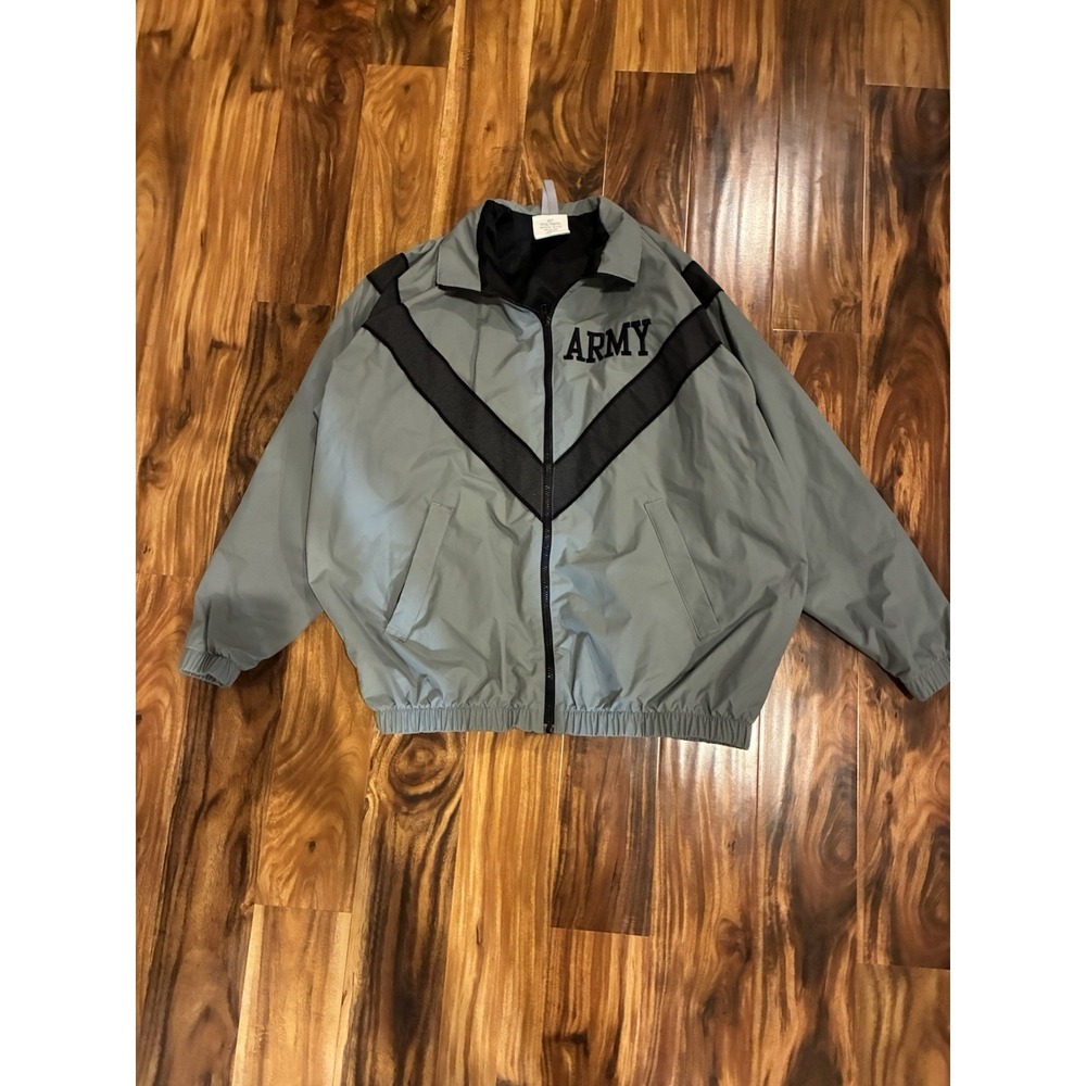 US Army IPFU Training Jacket Reflective Gray Windbreaker PFU Large Long L